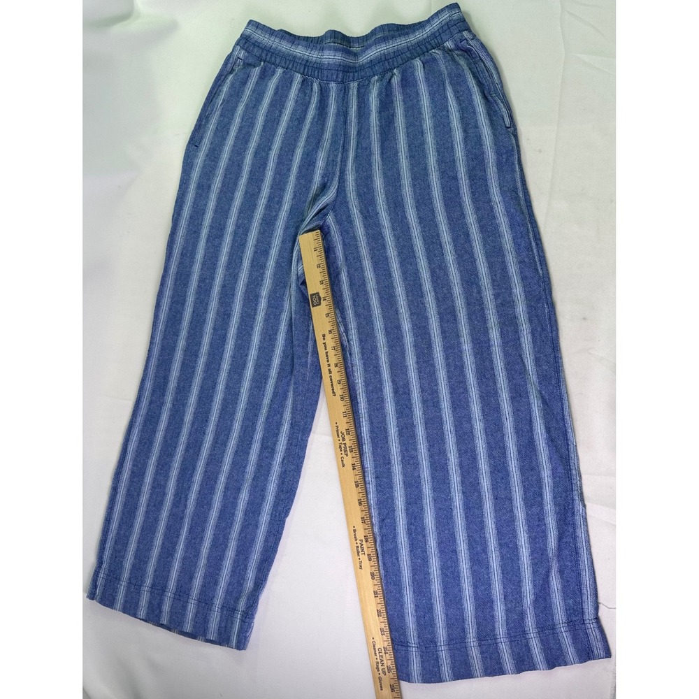Old Navy High Waisted Linen Blend Striped Wide Leg Beach Pants Blue White Medium - Picture 6 of 8